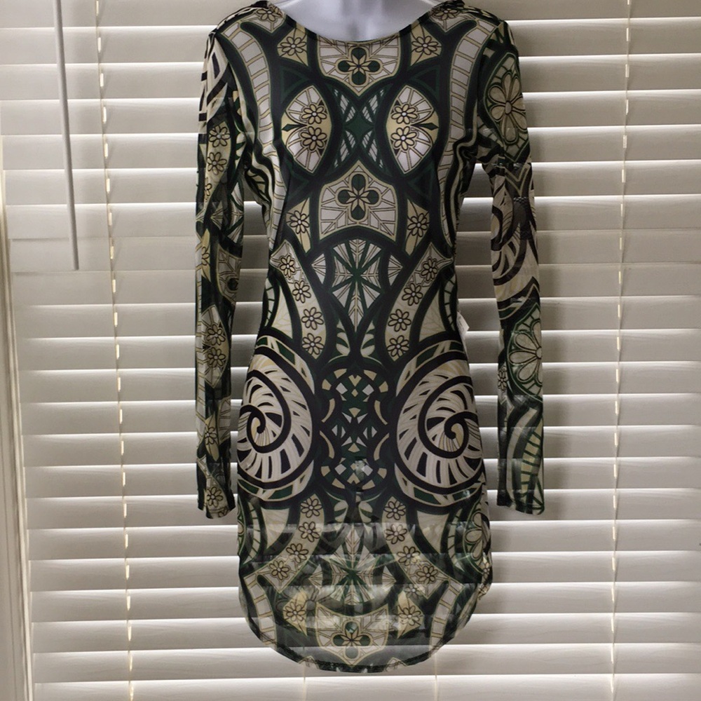 Monaco see through long sleeve large dress NWT!